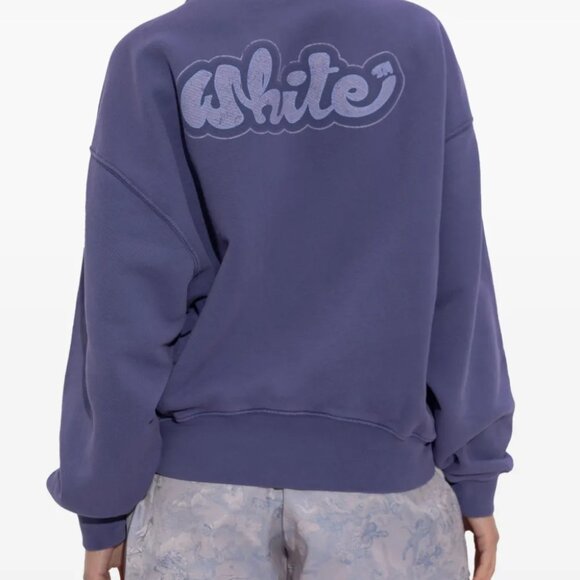 Off-White Logo print cotton Purple Crewneck Sweatshirt Size XXS Women's - Picture 3 of 5